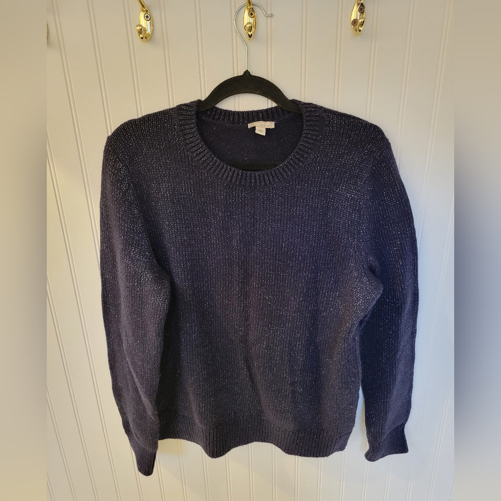Gap Silver Navy Blue Sparkle Crew Neck Sweater⁩